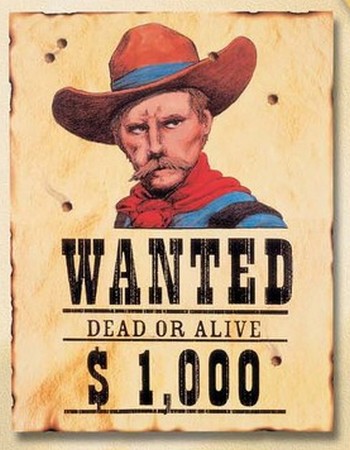 western : affichette "Wanted"
